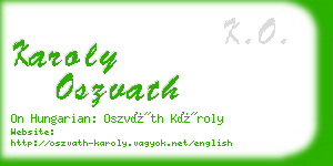 karoly oszvath business card